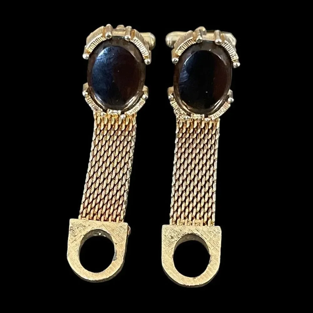 Vintage MCM SWANK Gold Tone Mesh Wrap Around Men’s Cufflinks Bronze Moonglow
